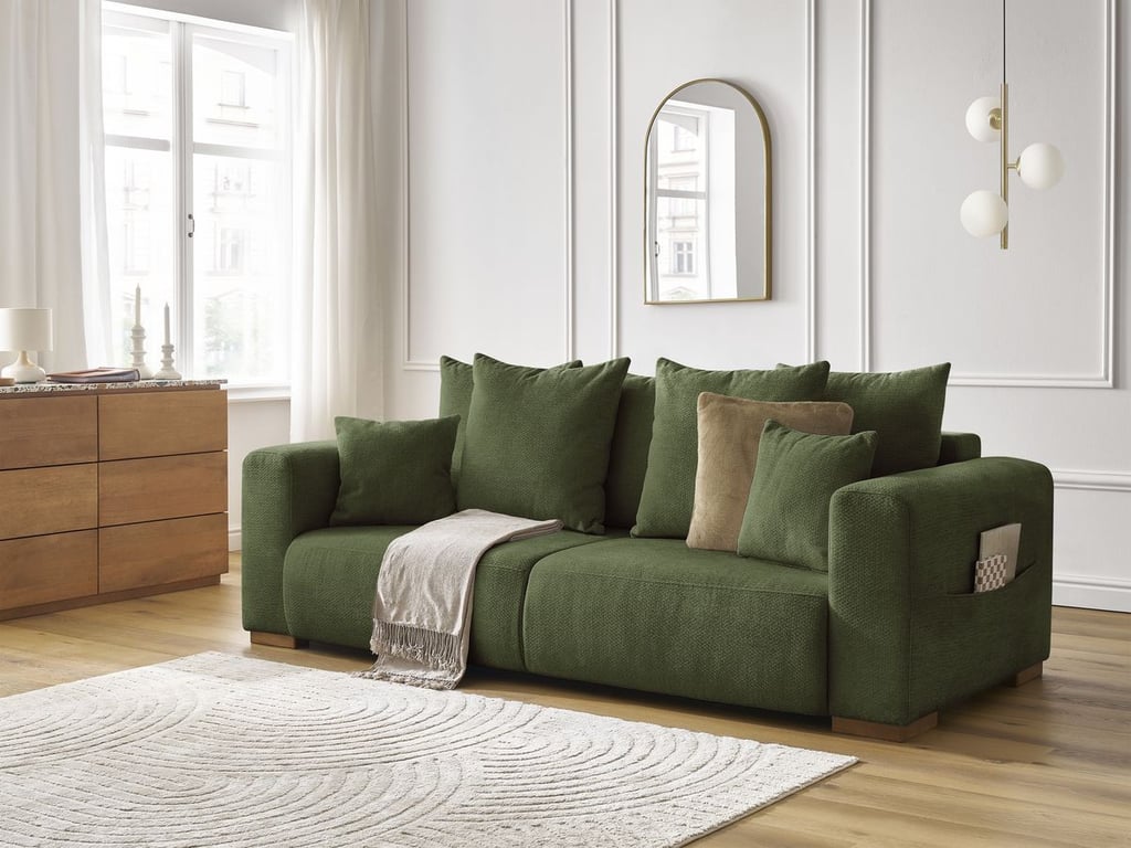 Produit similaire: Canapé droit fixe 3 places SIDONIE tissu chiné vert BOBOCHIC