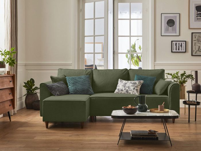 Produit similaire: Canapé d'angle réversible 4 places Saphir - Convertible - Avec coffre - En tissu - Vert sauge