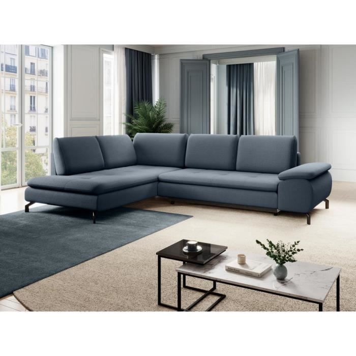 Produit similaire: Grand canapé d'angle gauche convertible en tissu texturé bleu ARCHIBALD