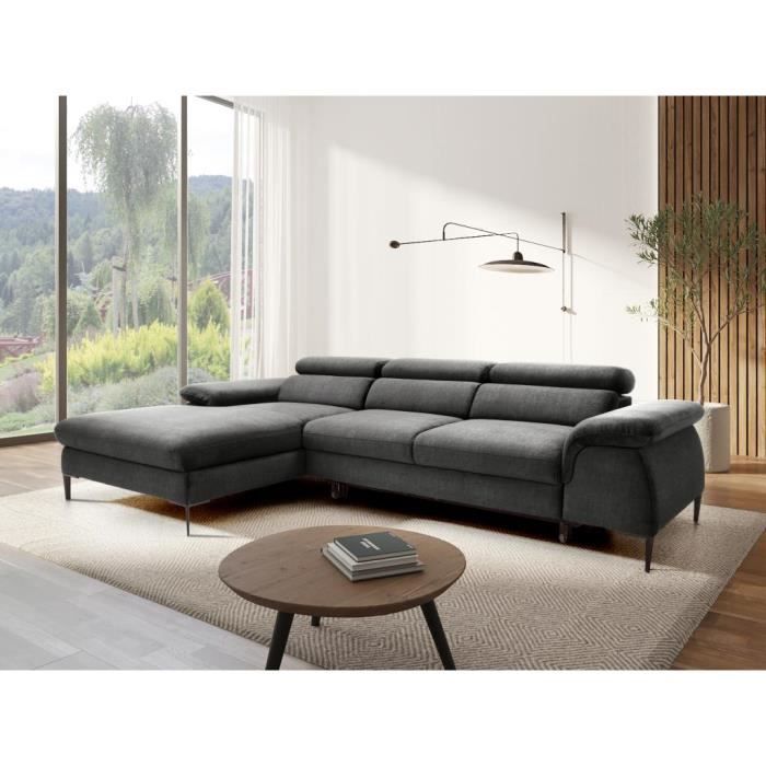 Produit similaire: Canapé d'angle gauche convertible en velours anthracite SEPINA