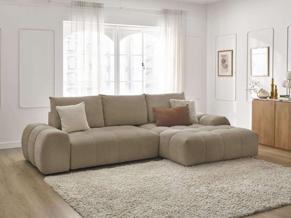 Produit similaire: Canapé d'angle convertible coffre EVEREST tissu texturé taupe angle droit BOBOCHIC 3 places