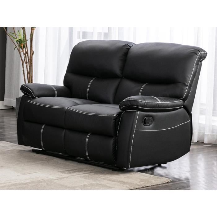 Produit similaire: Canapés 2 places relax en simili noir CANBY