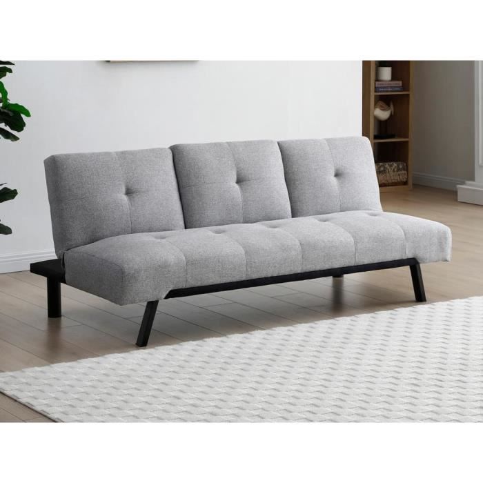 Produit similaire: Canapé convertible clic-clac en tissu avec dossier central rabattable gris PRAGUE II