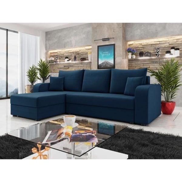 Harvey - canapé d'angle réversible - convertible - avec coffre - en velours - 4 places - style contemporain