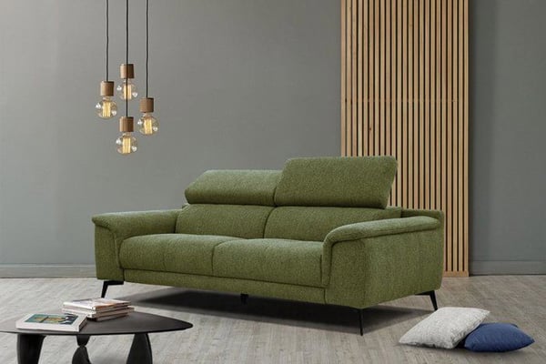Canapé droit 3 places XXL tissu vert - Fiero