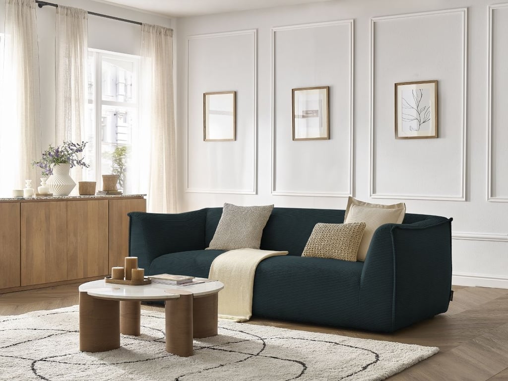 Produit similaire: Canapé droit fixe 3 places GIORGIA velours côtelé bleu foncé BOBOCHIC