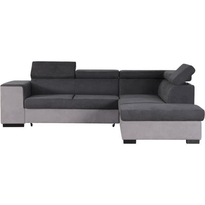 Produit similaire: Canapé d'angle droit convertible + coffre 5 places - Tissu gris - L 271 x P 220 x H 77 cm - ARMSTRONG - Fabriqué en Ukraine