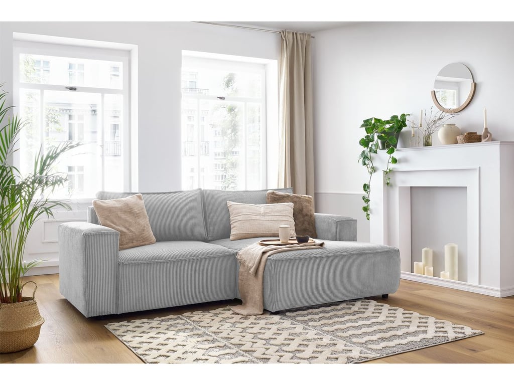 Produit similaire: Canapé d'angle fixe compact NIHAD velours côtelé gris clair angle droit BOBOCHIC 3 places