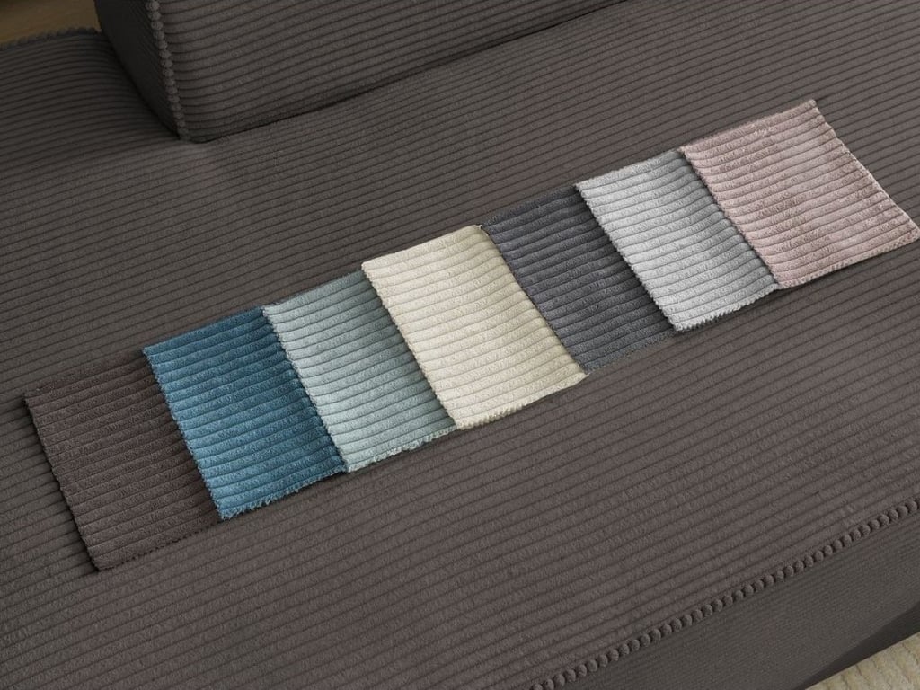 Produit similaire: Canapé d'angle fixe modulable MEGEVE tissu velours côtelé avec 1 chauffeuse et 1 pouf marron angle gauche BOBOCHIC 6 places