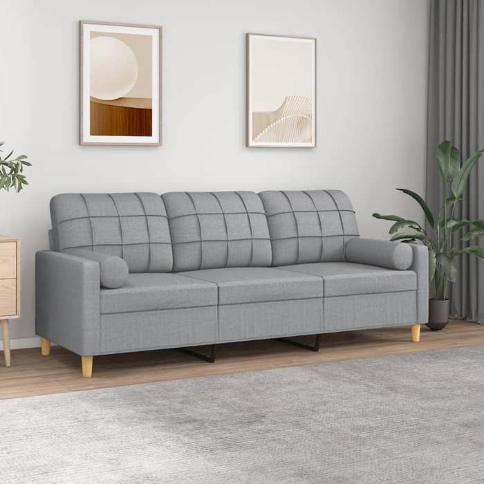Produit similaire: Nouveau Canapé 3 places - Canapé droit pour Salon - avec oreillers gris clair 180 cm tissu DECO FT3498931