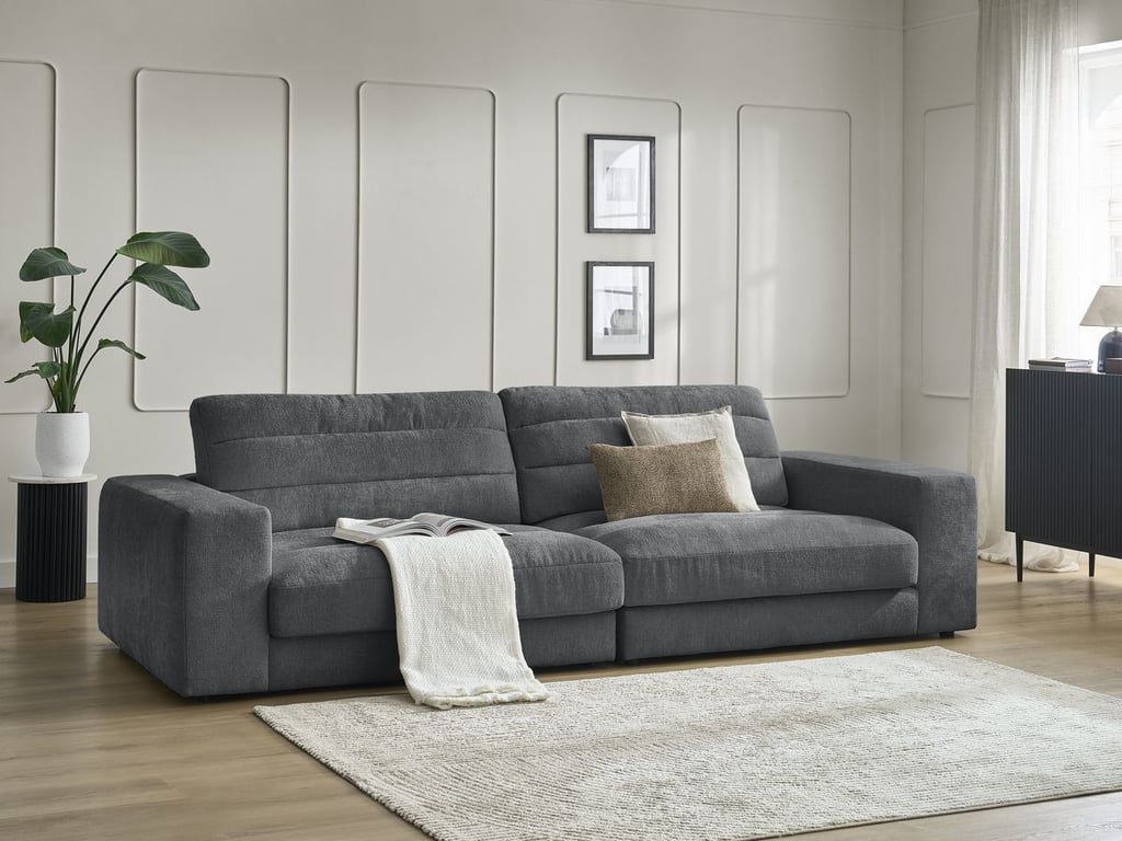 Produit similaire: Canapé droit fixe 3 places SIERRA tissu texturé gris foncé BOBOCHIC