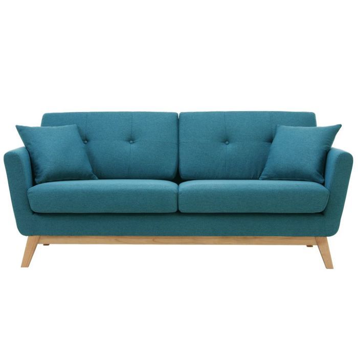 Produit similaire: HOGA - Canapé scandinave 3 places et 2 coussins bleu canard