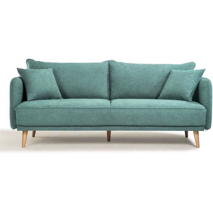 Produit similaire: HEXAGONE - DAREN Canapé Fixe 3 places - Tissu Bleu - L 207 x P 90 x H 88 cm