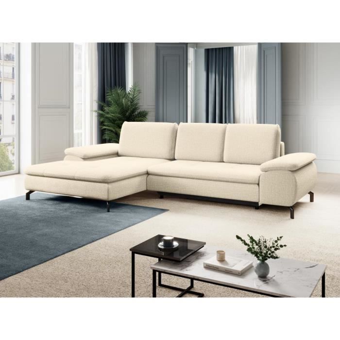 Produit similaire: Canapé d'angle gauche convertible en tissu texturé beige ARCHIBALD