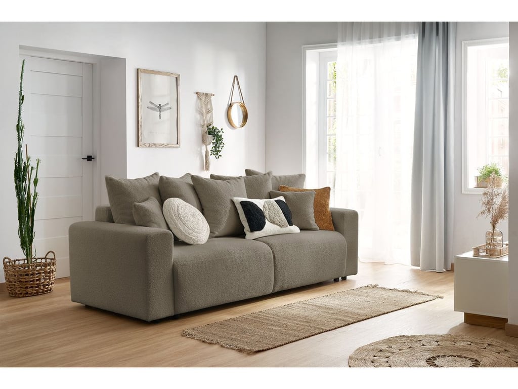 Produit similaire: Canapé droit convertible coffre ENVY tissu bouclette doux marron BOBOCHIC 3 places