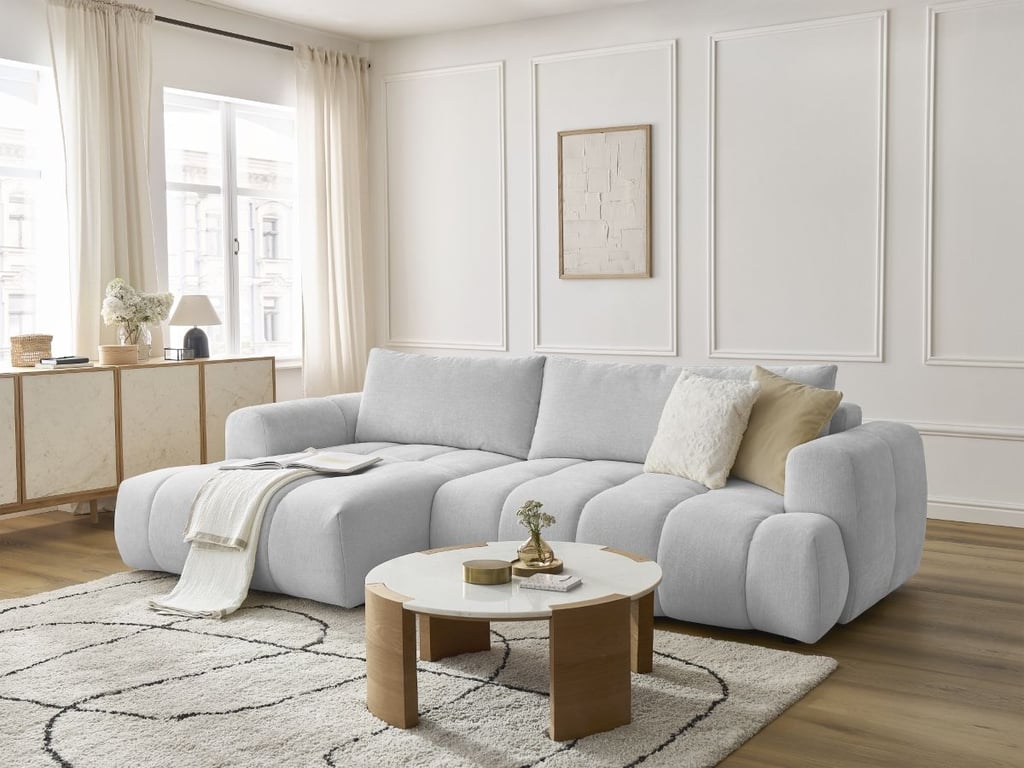 Produit similaire: Canapé d'angle convertible FUJI tissu lisse gris clair angle gauche BOBOCHIC 3 places