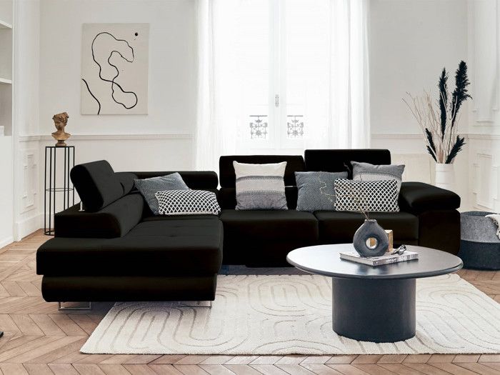 Produit similaire: Pablo - canapé d'angle gauche - 5 places - convertible avec coffre et têtières réglables - en velours