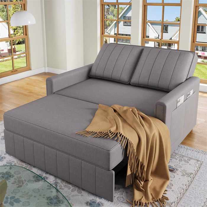 Canapé Convertible multifonctionnel,Canapé-lit 2 Plances Moderne avec dossier réglable et coussins,Gris