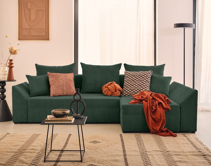 Produit similaire: Canapé d'angle réversible 4 places convertible avec coffre en velours côtelé Vert - BESTMOBILIER