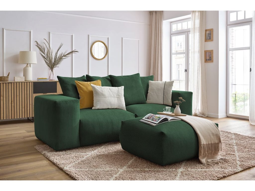 Produit similaire: Canapé droit fixe modulable VOLTAIRE avec pouf vert BOBOCHIC 4 places