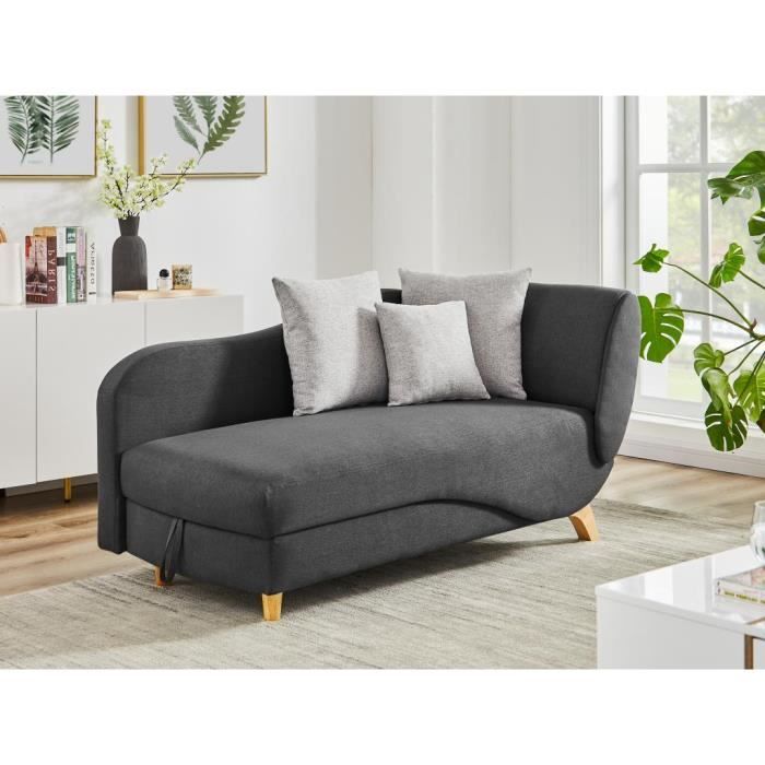 Produit similaire: Méridienne droite convertible en tissu anthracite avec coffre de rangement PENELOPE