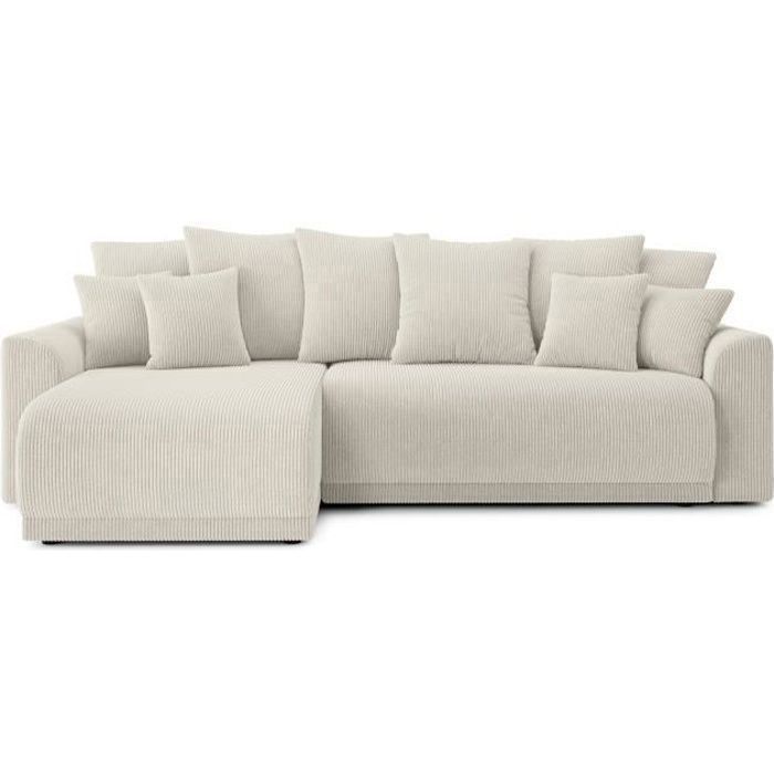 Produit similaire: Canapé d'angle convertible NOVA en velours côtelé beige 4 places - Réversible - Coffre de rangement - BAÏTA