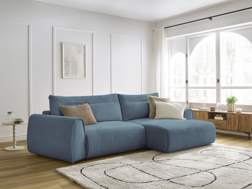 Produit similaire: Canapé d'angle incurvé fixe ADEN bleu clair angle droit BOBOCHIC 3 places