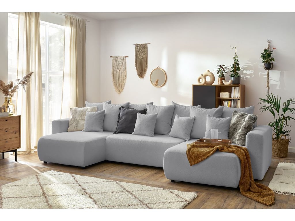 Produit similaire: Envy canapé panoramique convertible coffre 6 places tissu bouclette gris clair