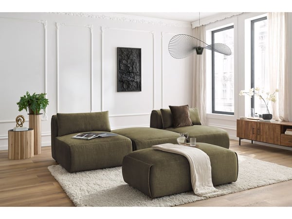 Jeanne canapé droit fixe 3 places velours vert
