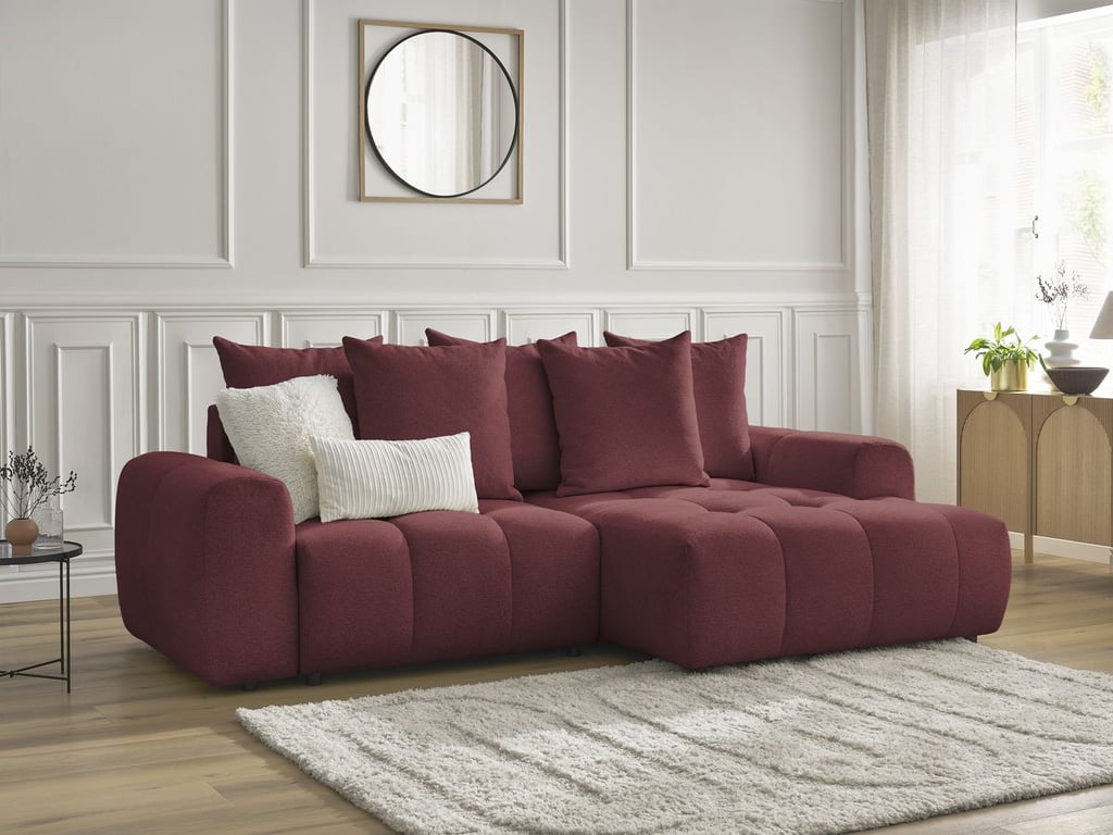 Produit similaire: Canapé d'angle convertible coffre ROXELANE tissu chiné rouge angle droit BOBOCHIC 3 places