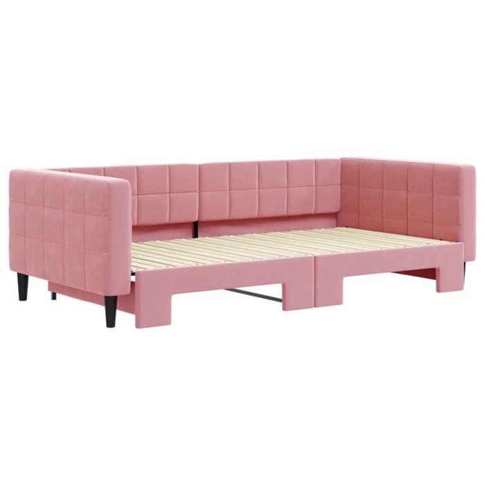 Produit similaire: Lit banquette 2 places - Canapé/Lit de jour avec lit gigogne rose 100x200 cm velours CAL8357884