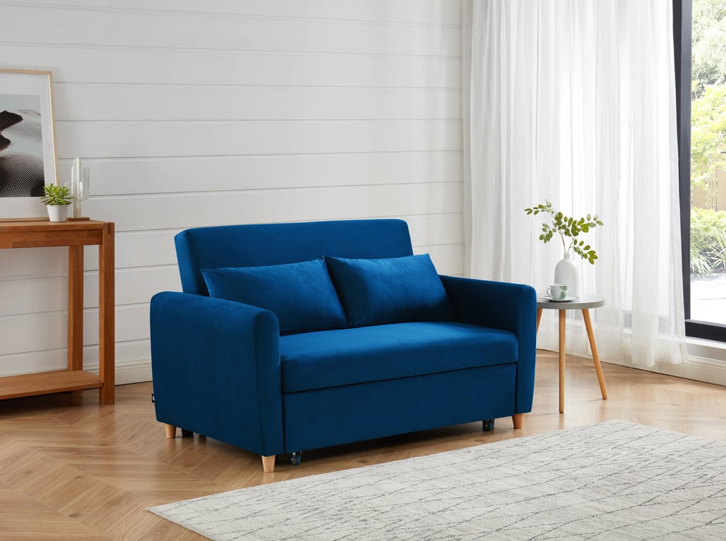 Produit similaire: LAURA - Canapé droit convertible en velours 2 places bleu