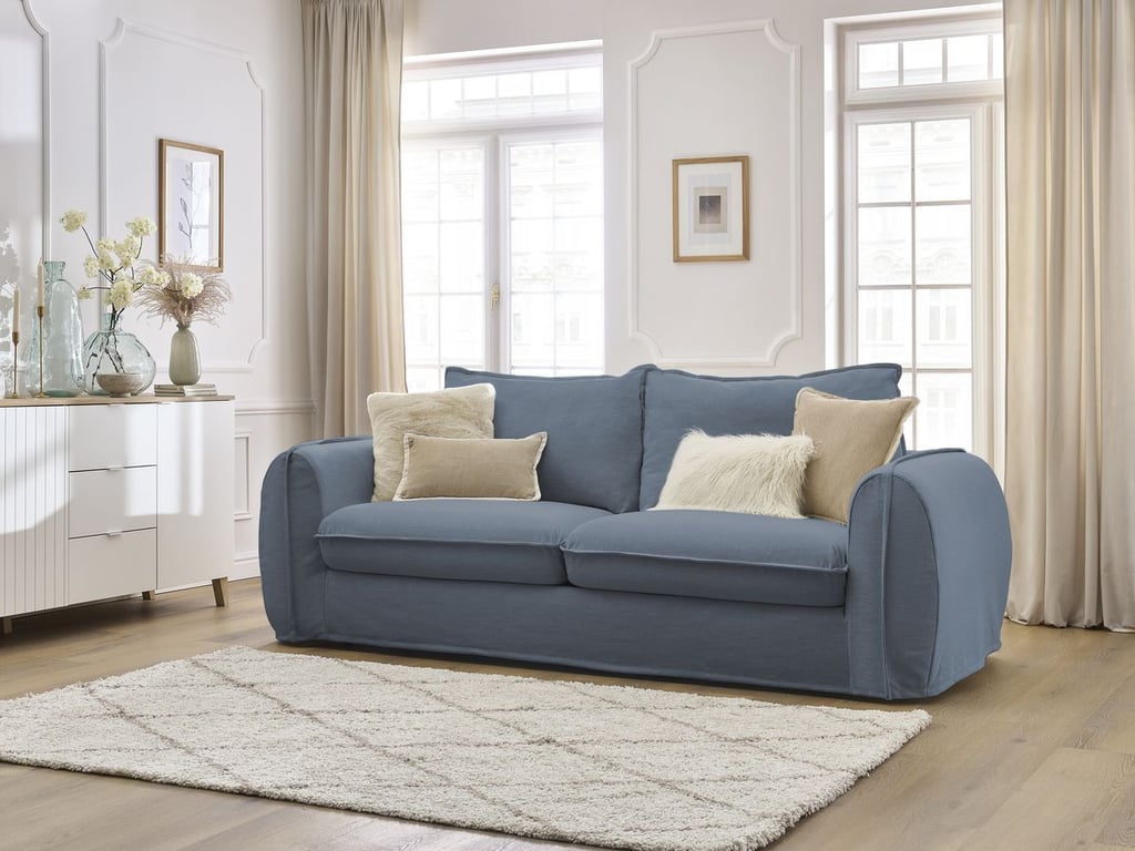Produit similaire: Canapé droit convertible ARCHIMEDE ouverture express déhoussable bleu foncé 140x194 BOBOCHIC 3 places