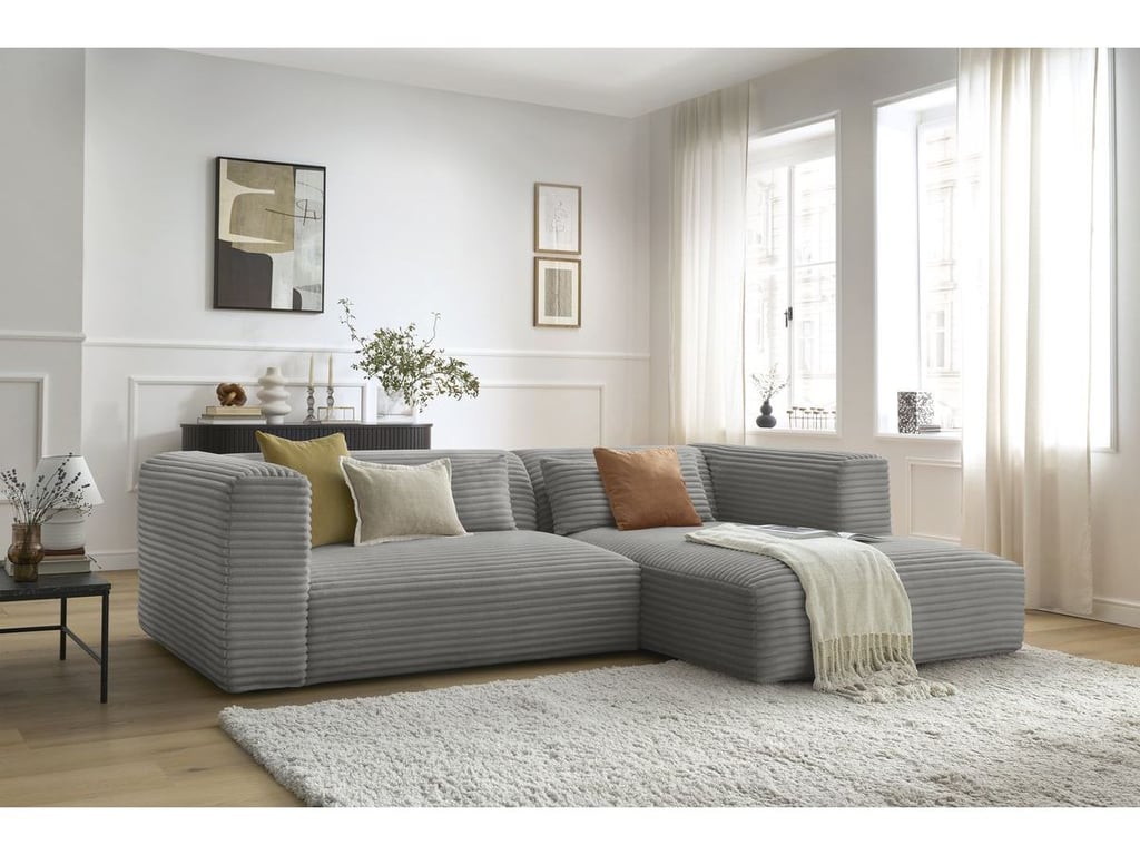 Produit similaire: Canapé d'angle fixe HARRY gros côtelé doux gris foncé angle droit BOBOCHIC 3 places