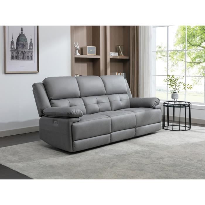Produit similaire: Canapé Relax Electrique 3 Places en Tissu Gris - VENTE-UNIQUE - DOLENE