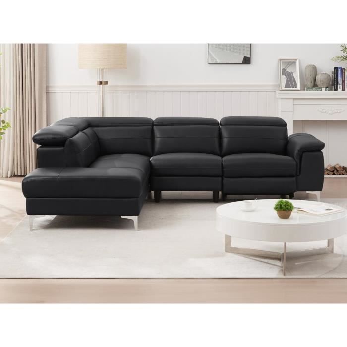 Produit similaire: Canapé d'angle gauche relax électrique en cuir noir FUSINO