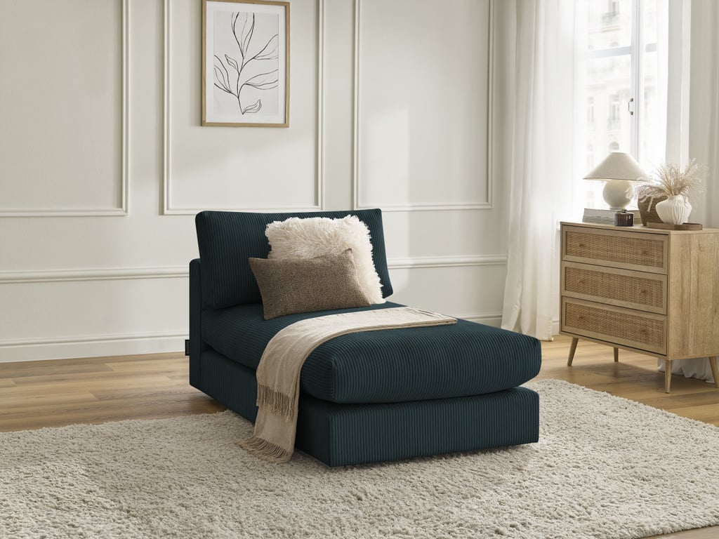 Produit similaire: Méridienne pour canapé modulable PARIS velours côtelé bleu foncé BOBOCHIC 1 places