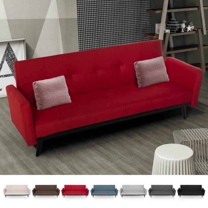 Produit similaire: Canapé-lit 3 places - TULUM - Convertible - Tissu brodé - Design contemporain - Rouge