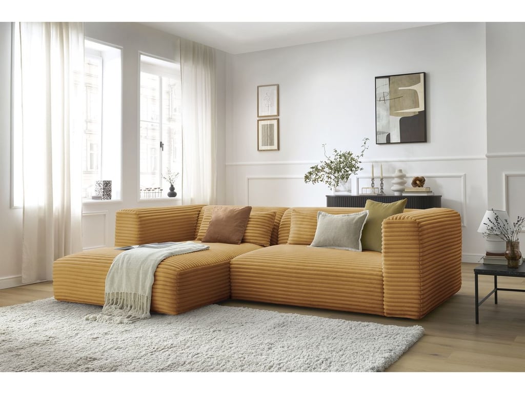 Produit similaire: Canapé d'angle fixe HARRY gros côtelé doux jaune angle gauche BOBOCHIC 3 places