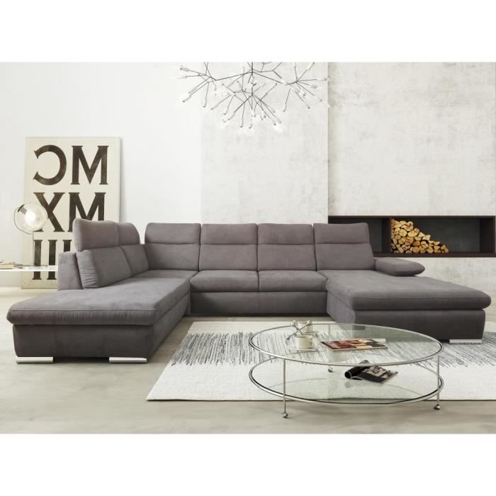 Produit similaire: Canapé d'angle droit panoramique convertible en tissu anthracite SUNTER II