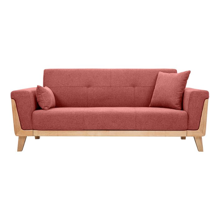 Produit similaire: Canapé scandinave 3 places en tissu effet velours texturé terracotta et bois clair FJORD