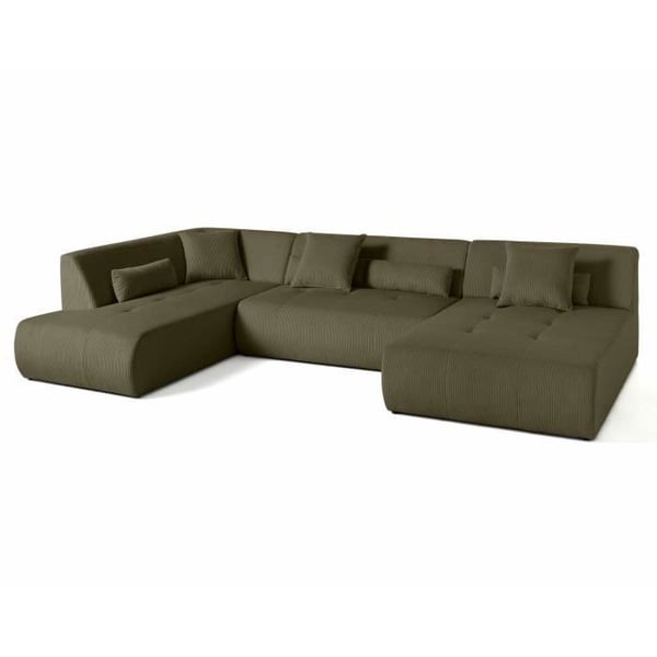Onyx - Canapé d'angle gauche 7 places velours vert