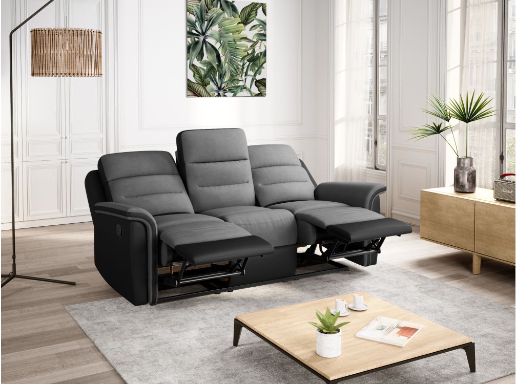 Produit similaire: RELAXXO - Ensemble canapé relax manuel LÉON 3 places + fauteuil manuel en microfibre et simili