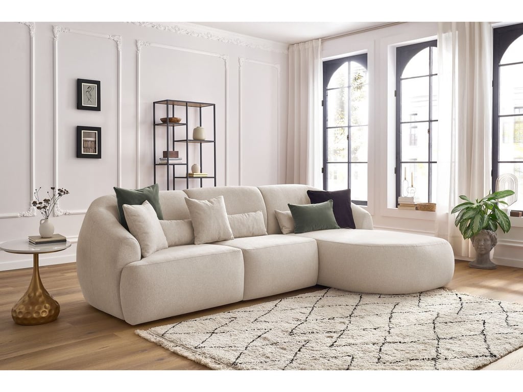 Produit similaire: Canapé d'angle fixe ALESIA tissu chiné beige angle droit BOBOCHIC 3 places