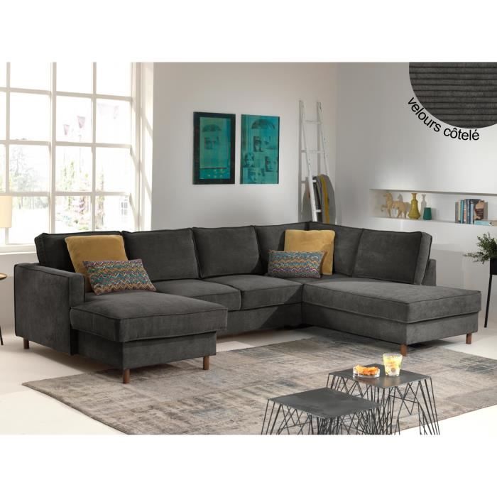 Produit similaire: Jake - canapé panoramique - convertible avec coffre - 7 places - en velours côtelé - droit Couleur - Gris foncé