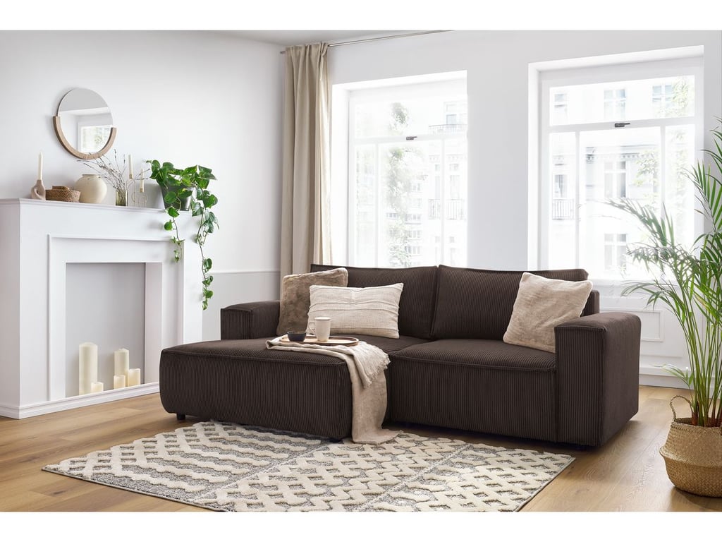 Produit similaire: Canapé d'angle fixe compact NIHAD velours côtelé marron angle gauche BOBOCHIC 3 places