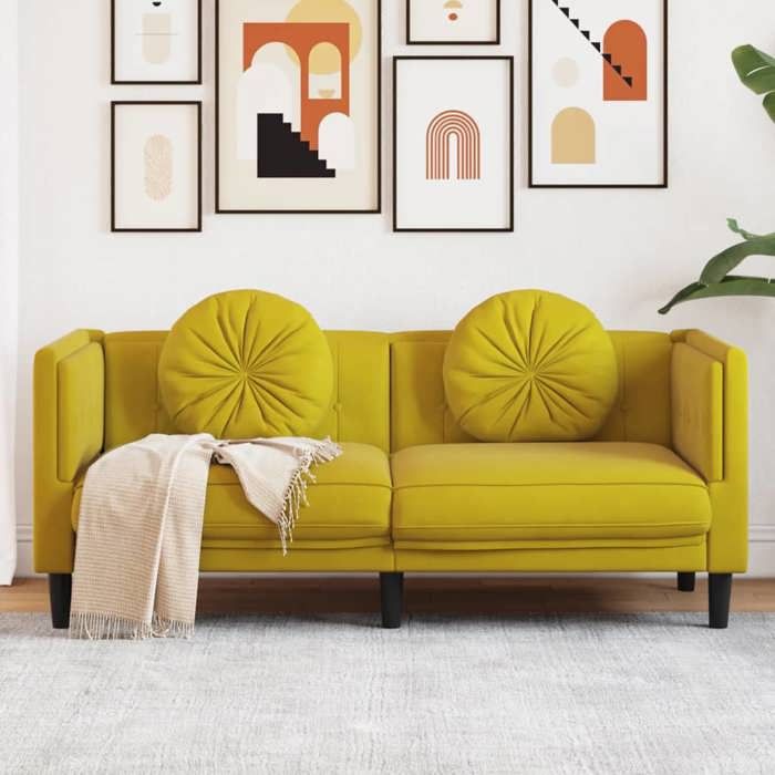 Produit similaire: Canapé rétro salon/ Canapé avec coussins 2 places - Jaune velours CC95299780