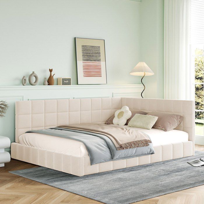 Produit similaire: Canape lit 2 places Lit capitonne 140*200 Lit multifonctionnel avec sommier à lattes,tissu velours, Beige