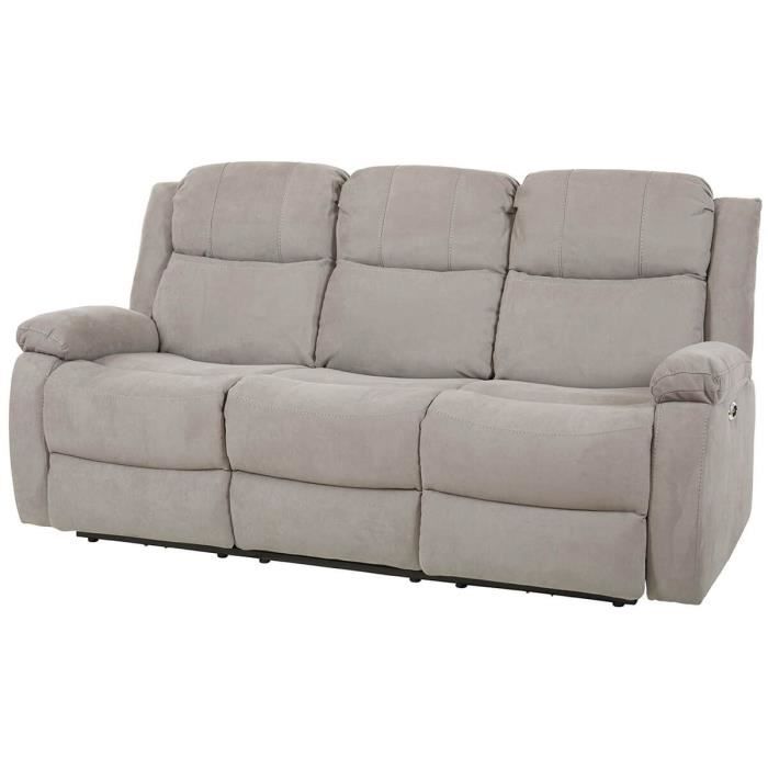 Produit similaire: LORYS - Canapé Relax Electrique 3 Places Tissu Gris Clair