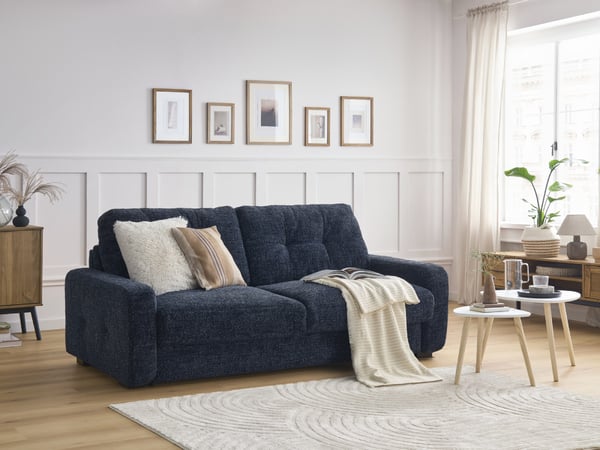 Charles canapé droit convertible ouverture express 3 places bleu foncé